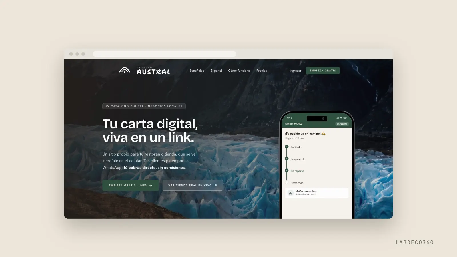 Sitio web de Catálogo Austral con dominio propio, producto de LabDeco360