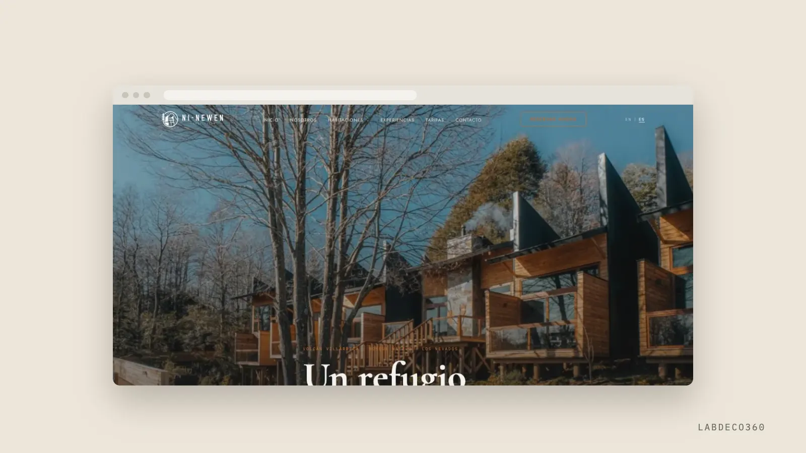 Sitio web de Ni-Newen Lodge con reservas integradas, desarrollado por LabDeco360