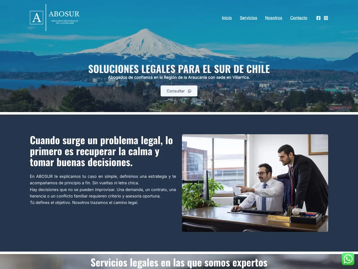 Página web de ABOSUR, abogados del sur de Chile — diseño web para estudios jurídicos de LabDeco360