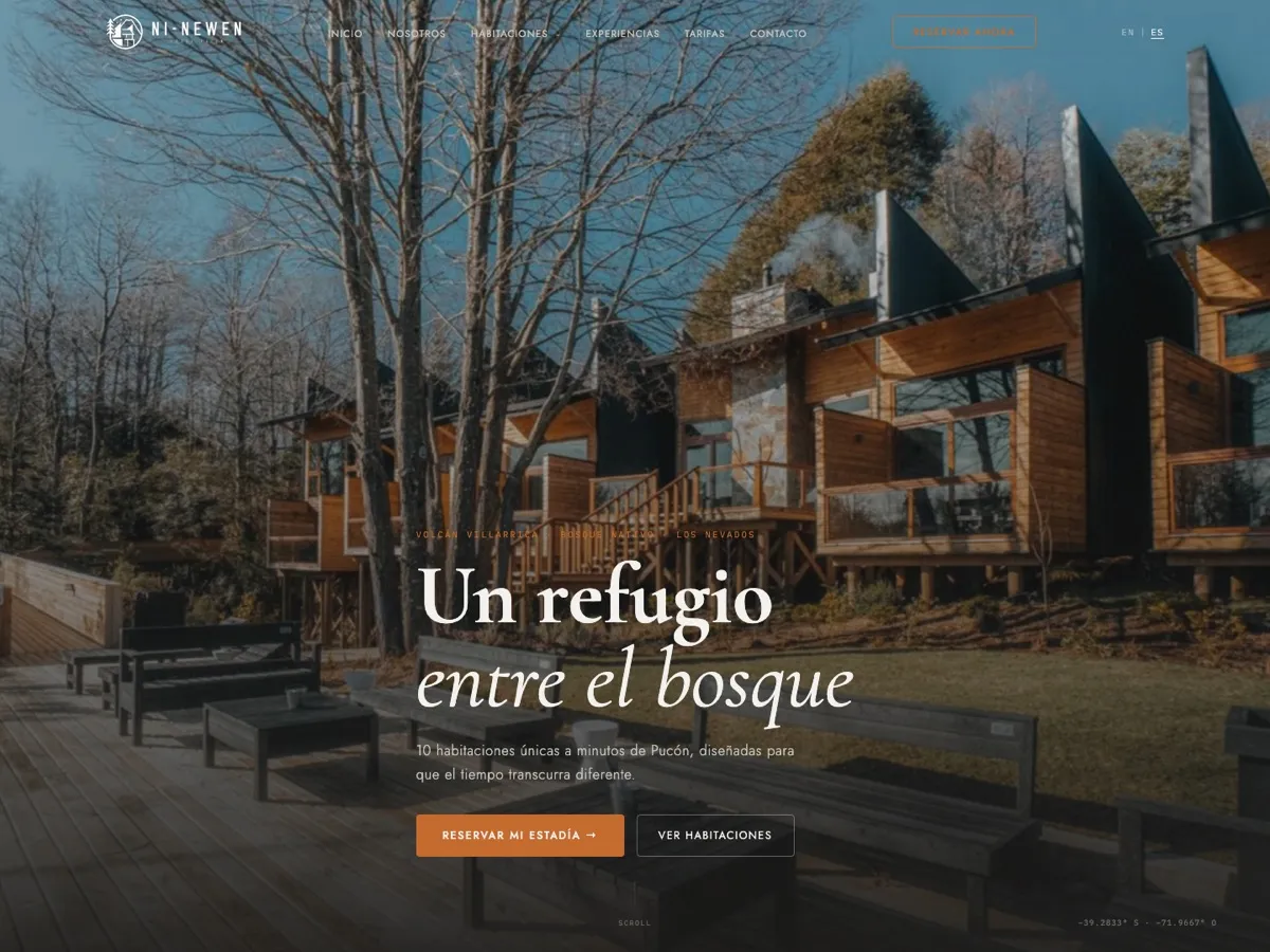 Página web de Ni-Newen Lodge con recorrido 360° y reservas — diseño web para hoteles de LabDeco360