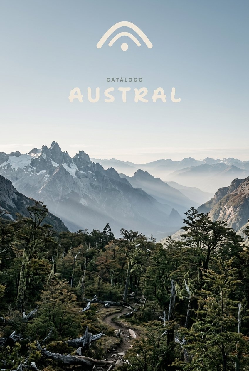 Afiche de Catálogo Austral con motivo patagónico